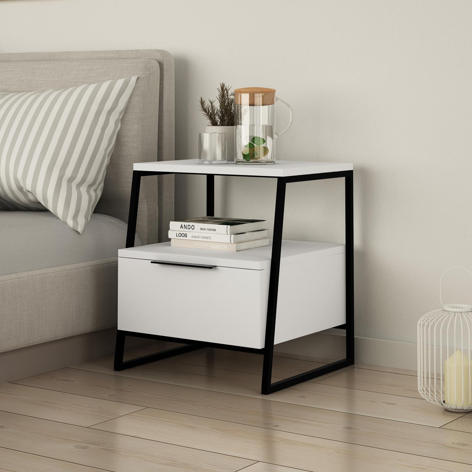Hanah Home Noćni ormarić Pal 45x50x40cm Beli