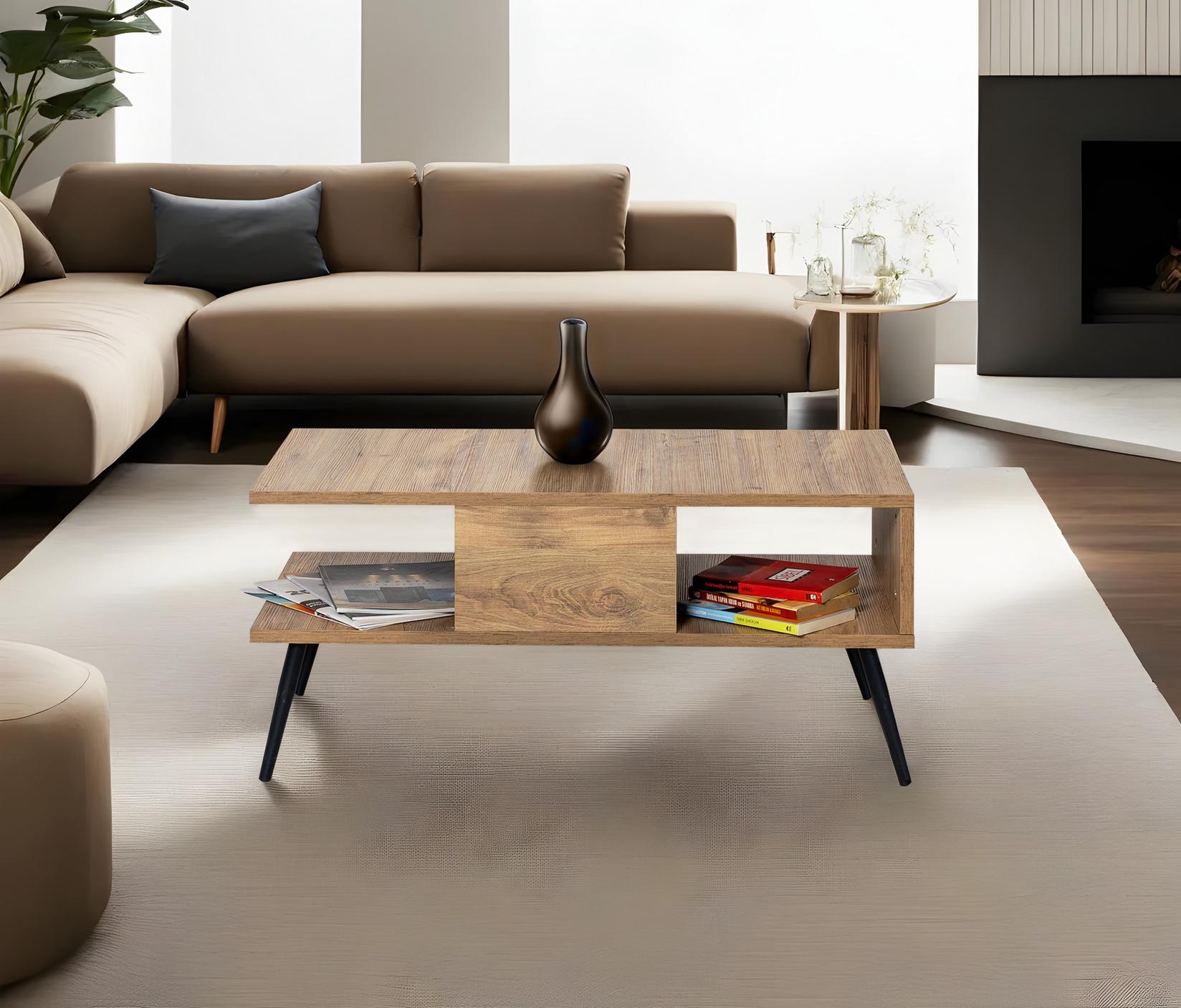 Hanah Home Klub sto Bukle 90x40x50cm Bež-Crni