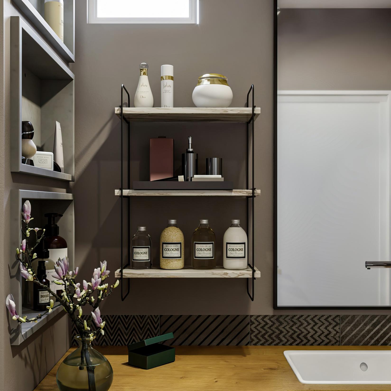 Hanah home Zidna polica Belo-Mermer