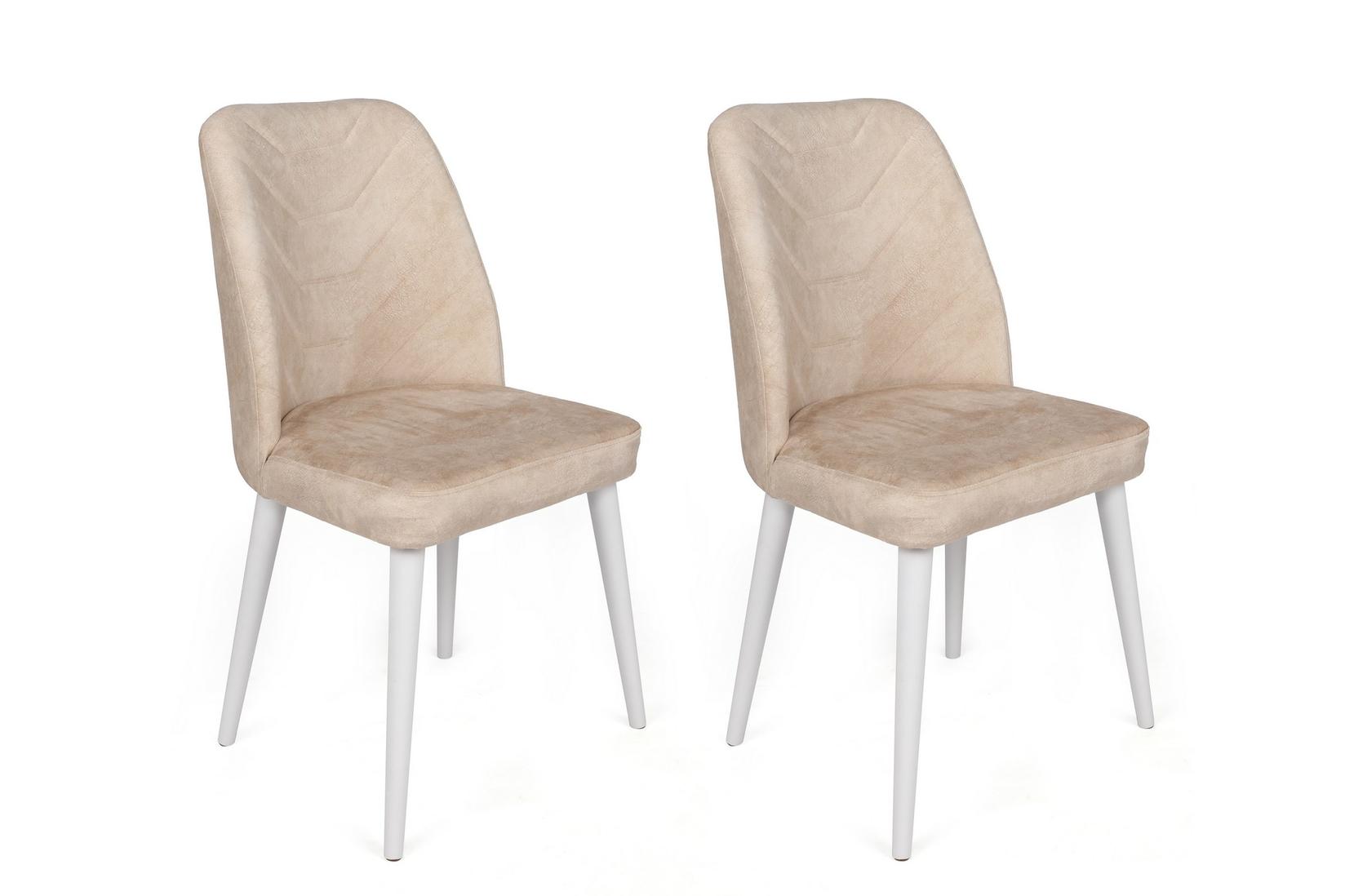 Hanah Home Set 2 trpezarijske stolice Bež-Beli