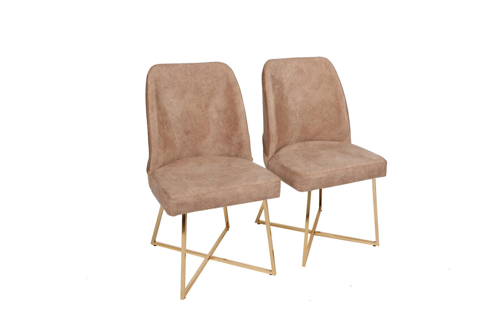 Hanah Home Set 2 trpezarijske stolice Zlatno-Braon