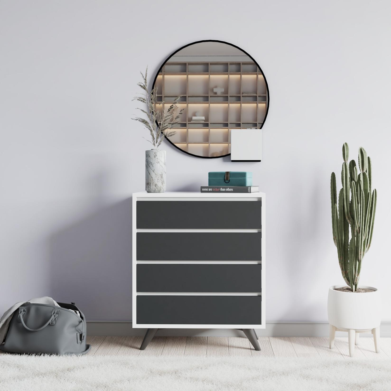 Hanah Home Komoda Suvera 70x86x40cm Belo-Antracit