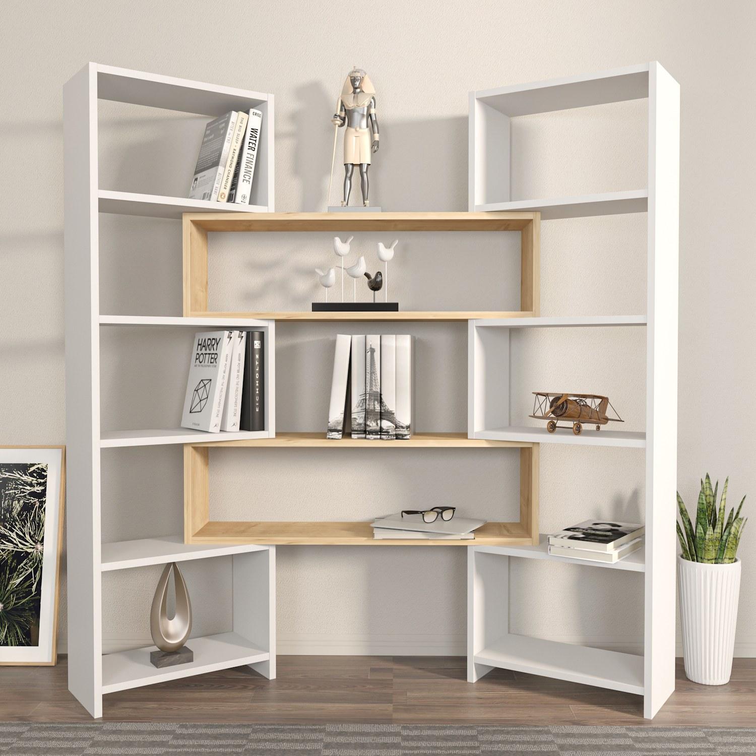 Hanah Home Polica 163x150x22cm Belo-Hrast