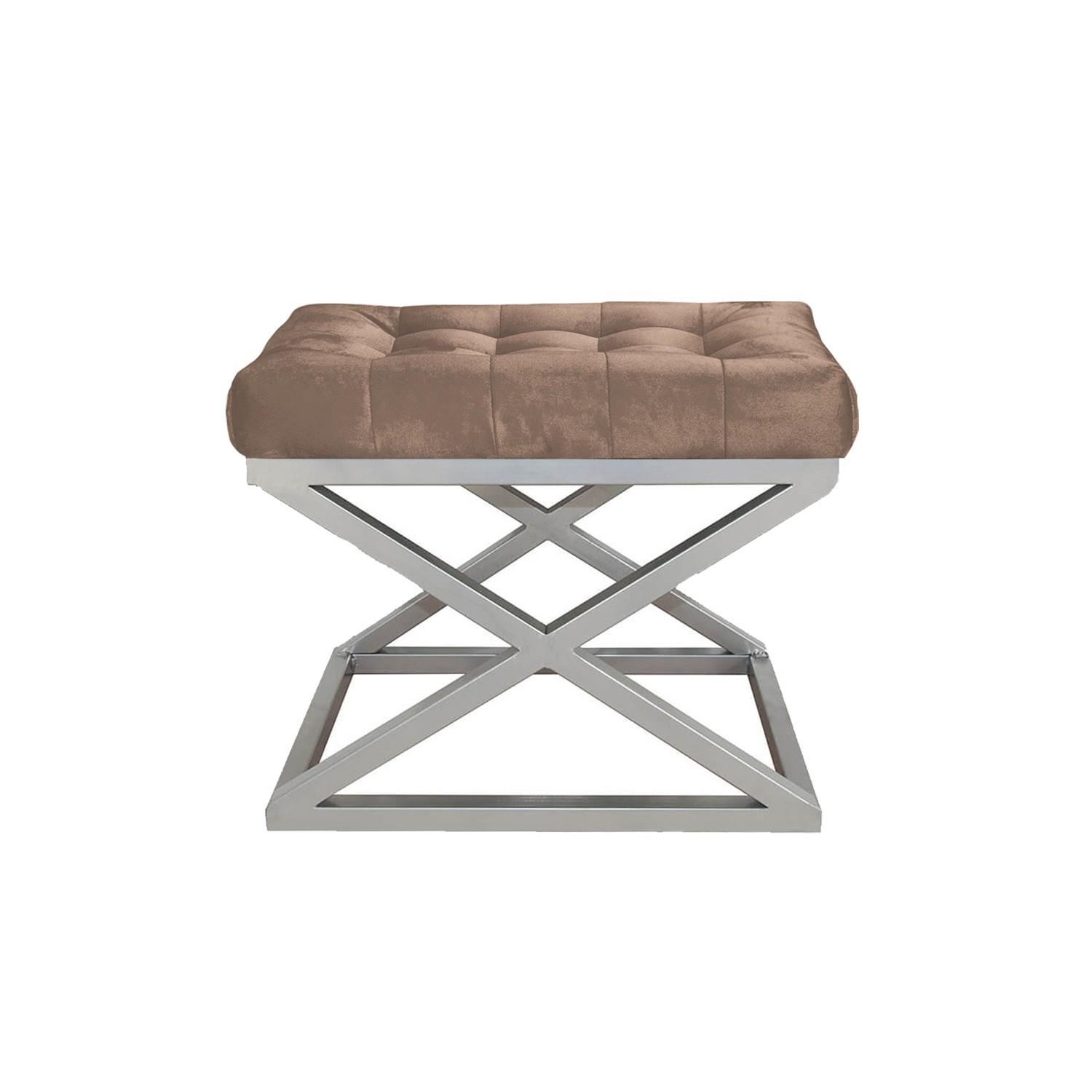 Atelier del Sofa Tabure 50x42x40cm, Srebrno-Braon