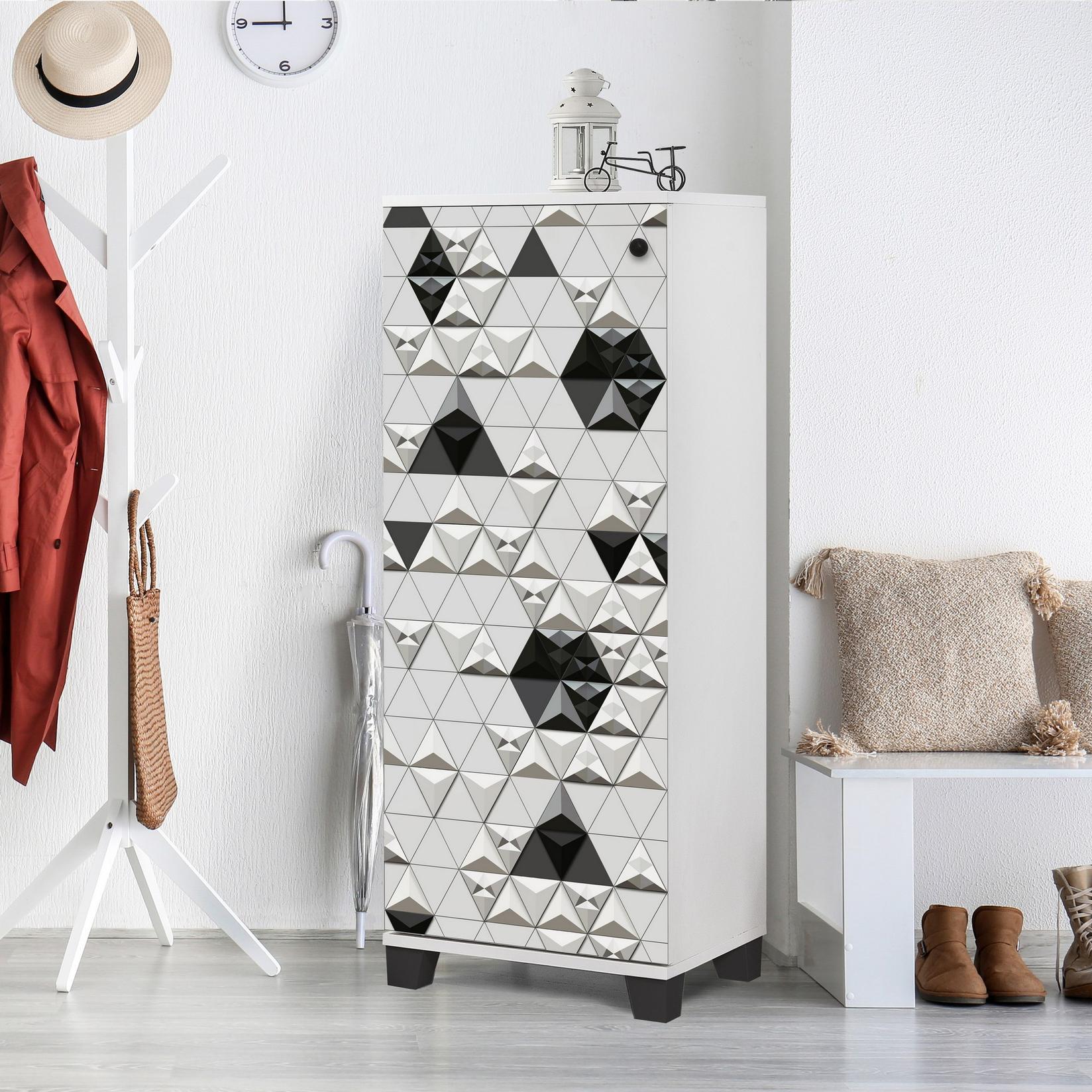 Hanah home Cipelarnik 50x127x38cm Belo-Crni