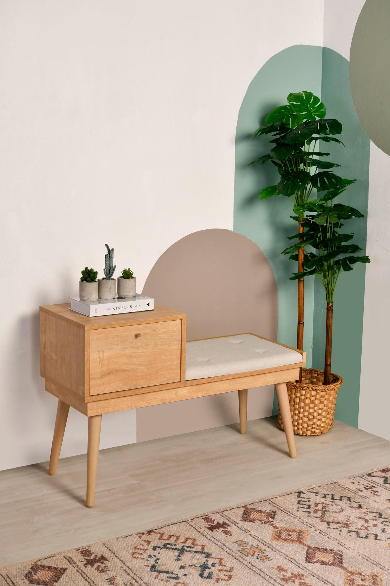 Hanah Home Trpezarijska klupa Urban 105x45x40cm Hrast-Krem