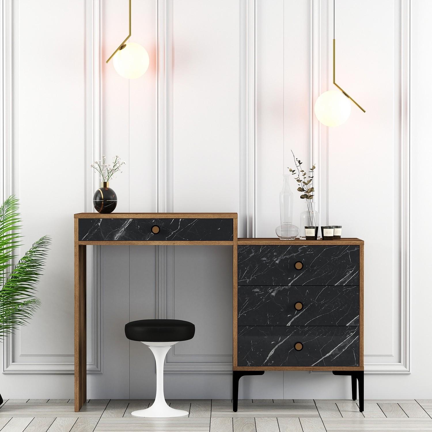 Hanah Home Sto za šminkanje 124x84,7x40cm Orah