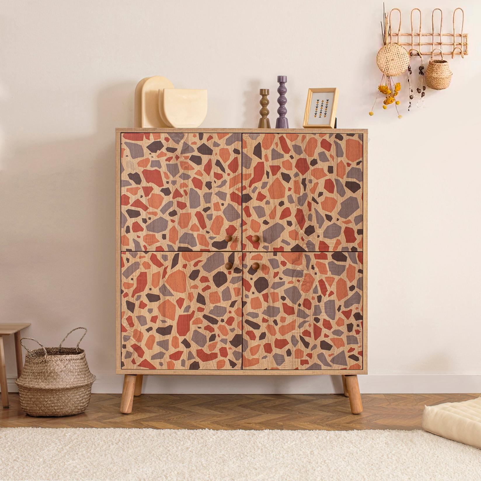 Hanah Home Komoda Multilux Pebble 95x111x36cm Šarena