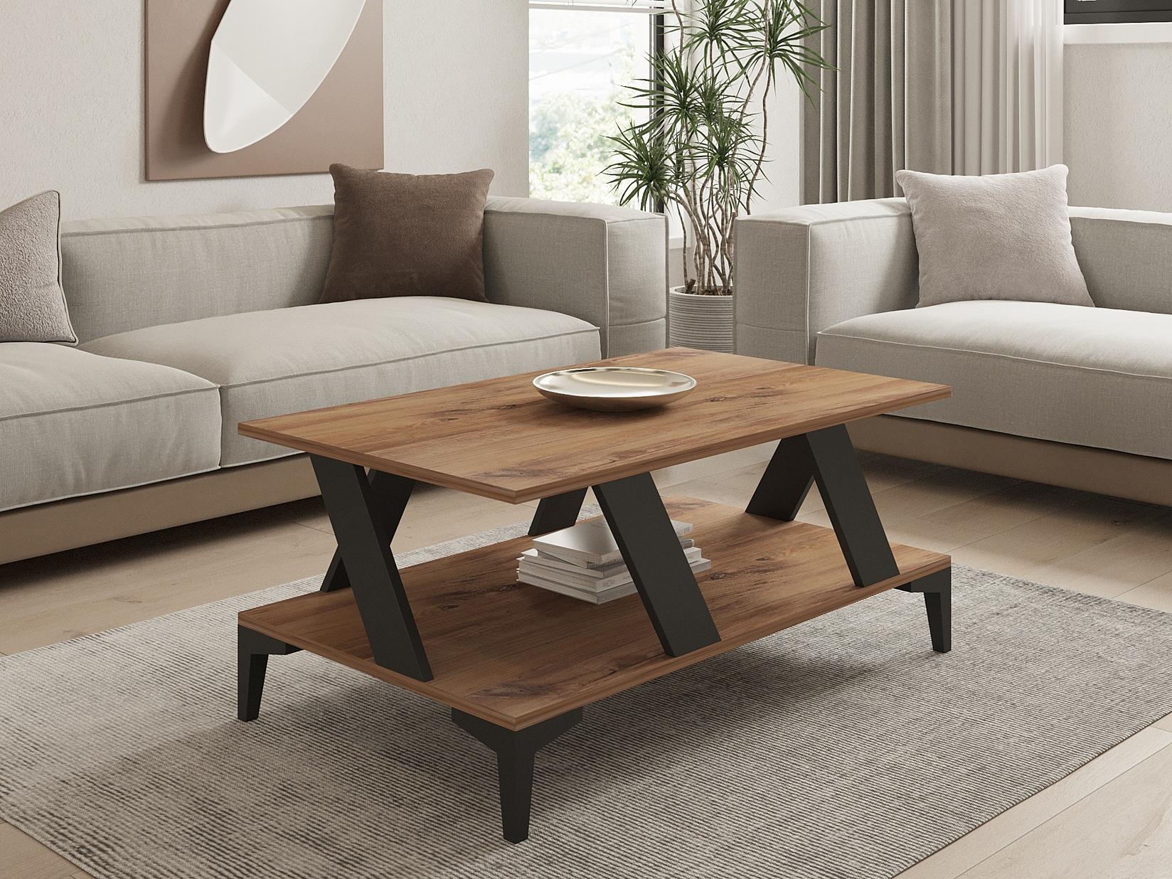 Hanah Home Klub sto Tabla 100x60​​x40cm Antracit-Bež