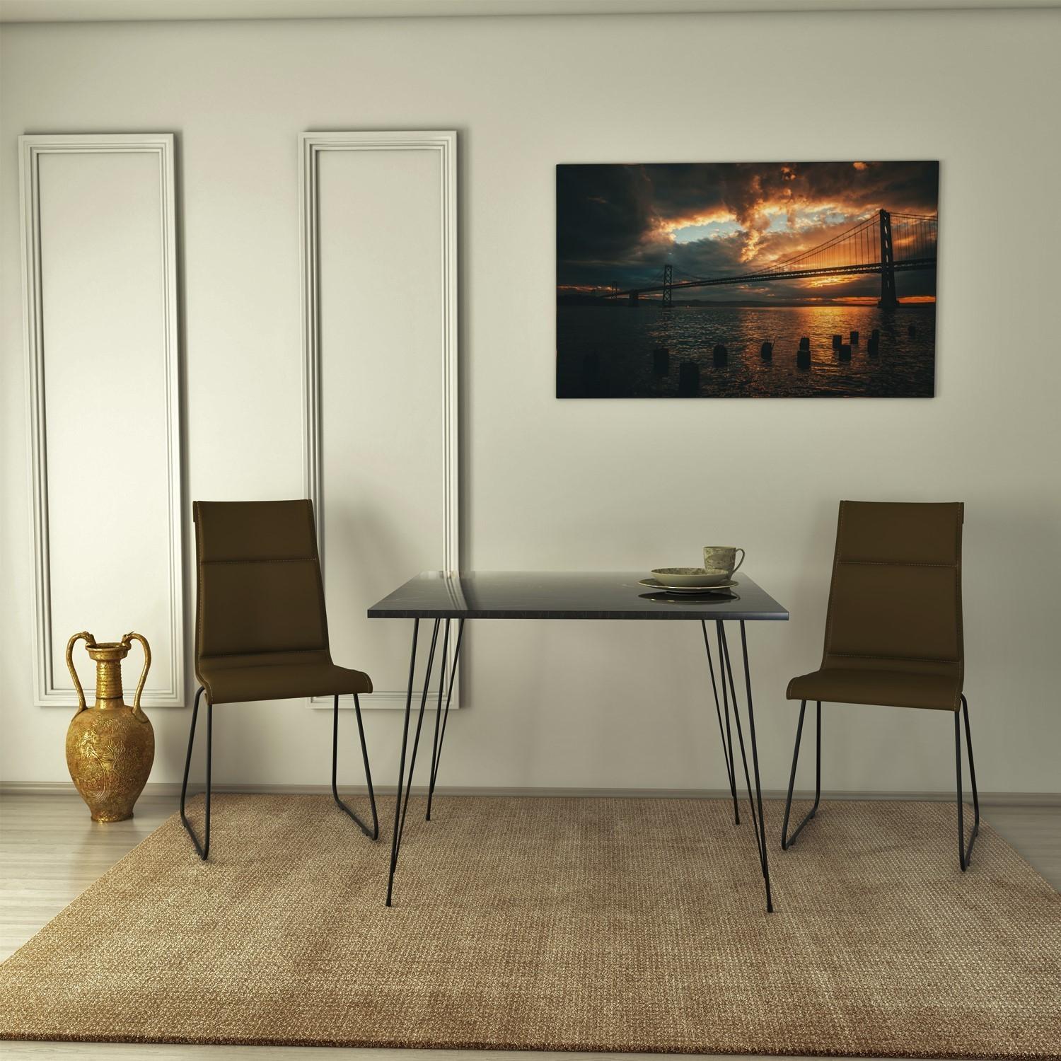 Hanah home Trpezarijski sto Sandalf Square Crno-Beli