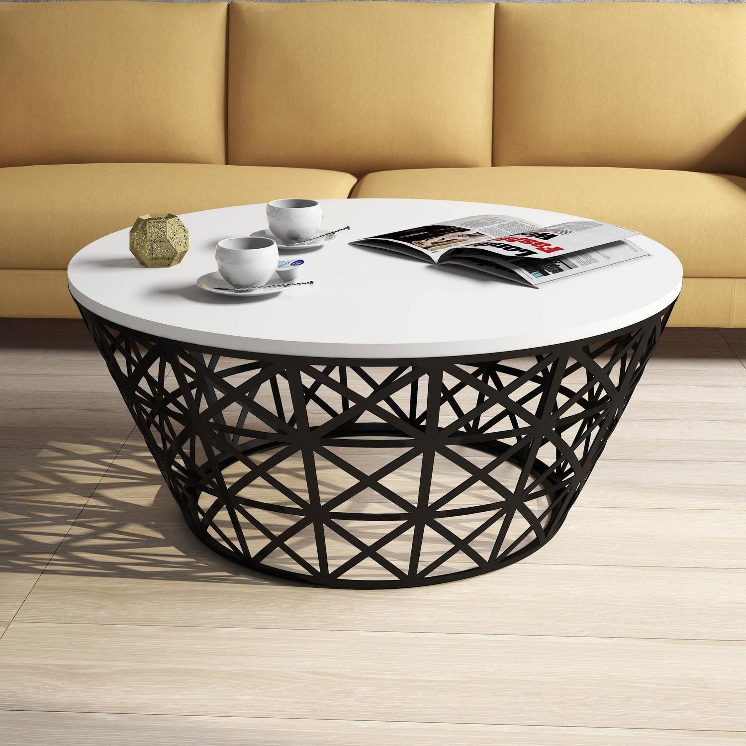 Hanah Home Klub sto 90x90x38cm Belo-Crni