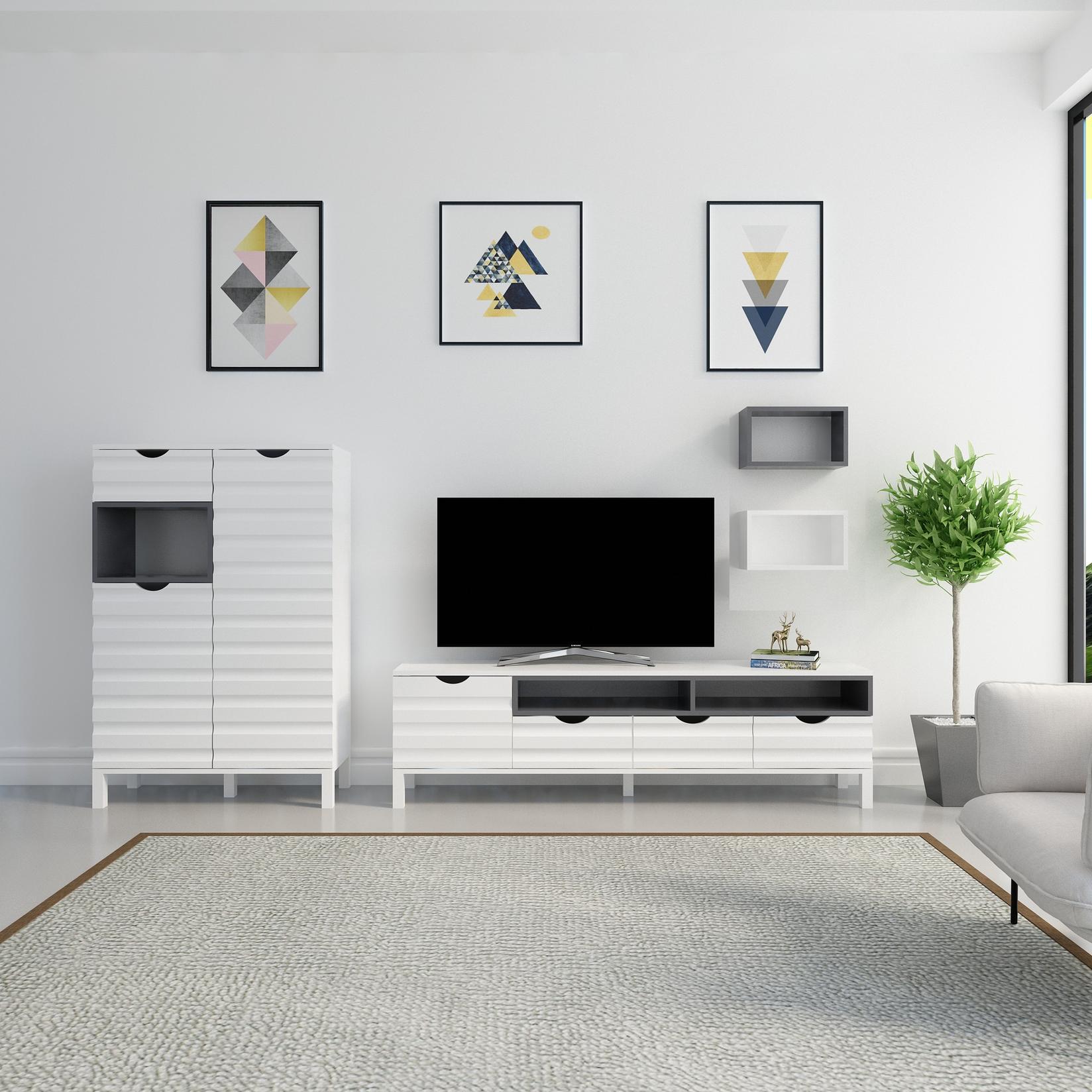 Hanah home TV Komoda Adel Belo-Antracit