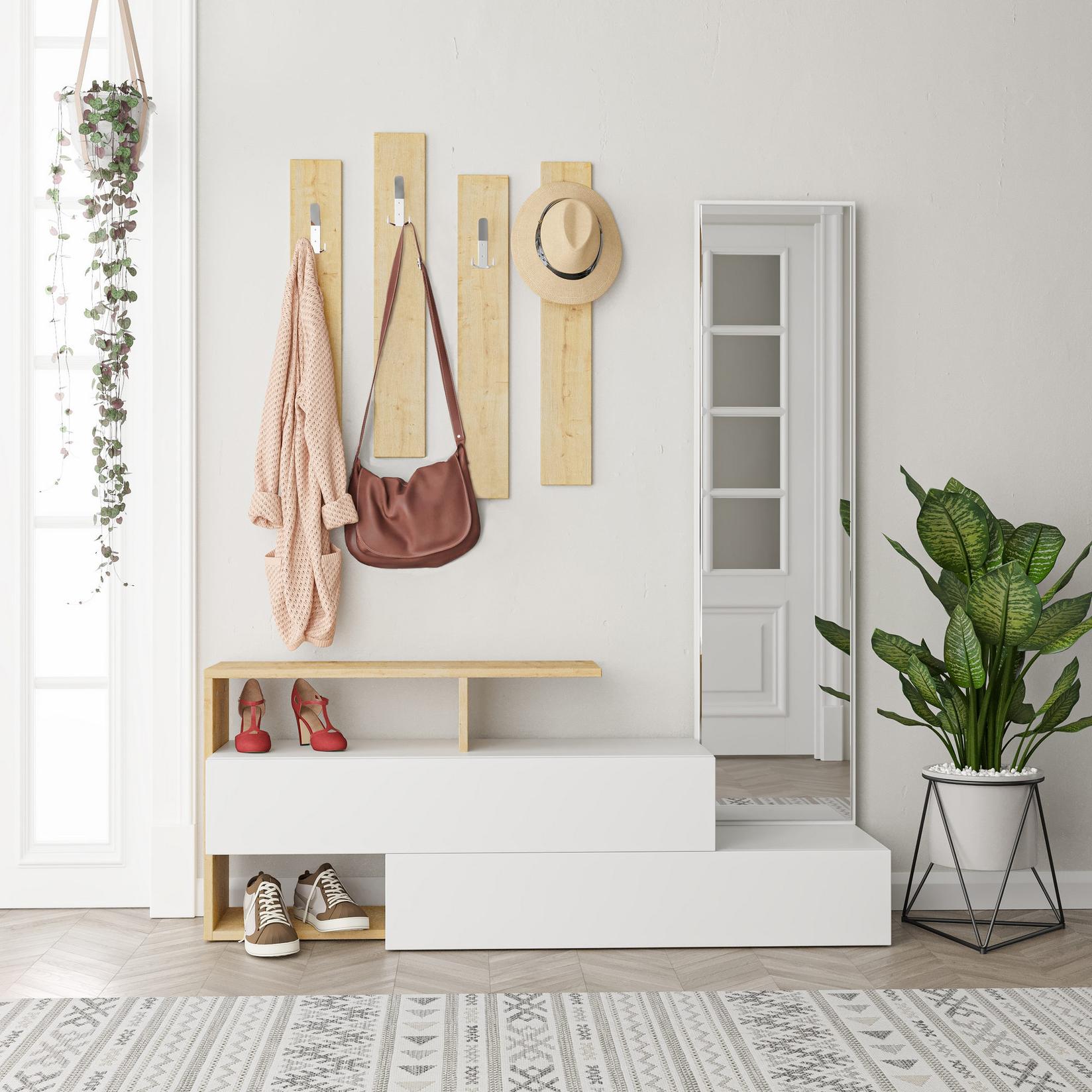 Hanah Home Cipelarnik 137x54,5x35cm Belo-Hrast