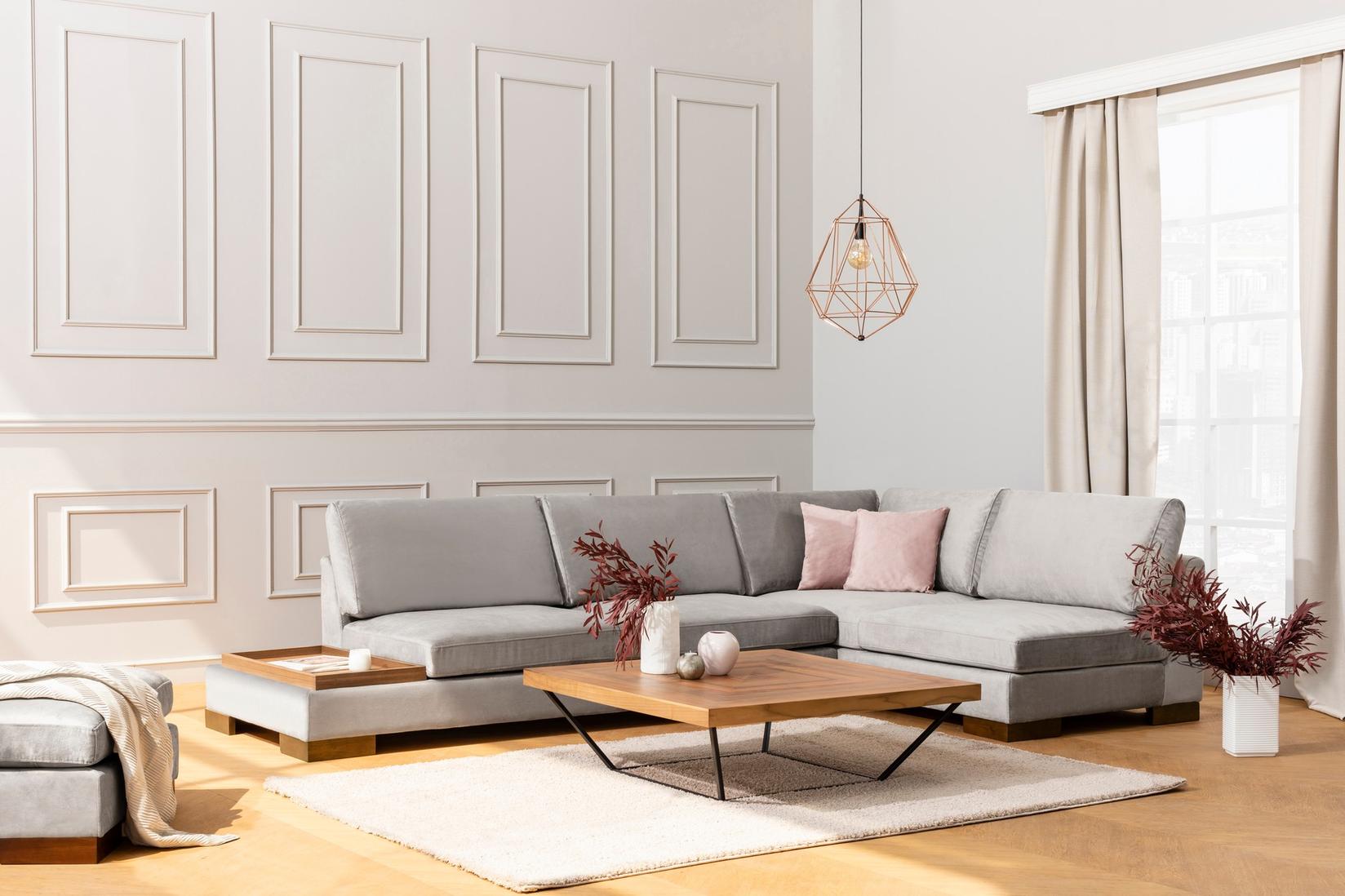 Atelier del Sofa Ugaona garnitura Tulip 97x80x313cm Svetlosiva