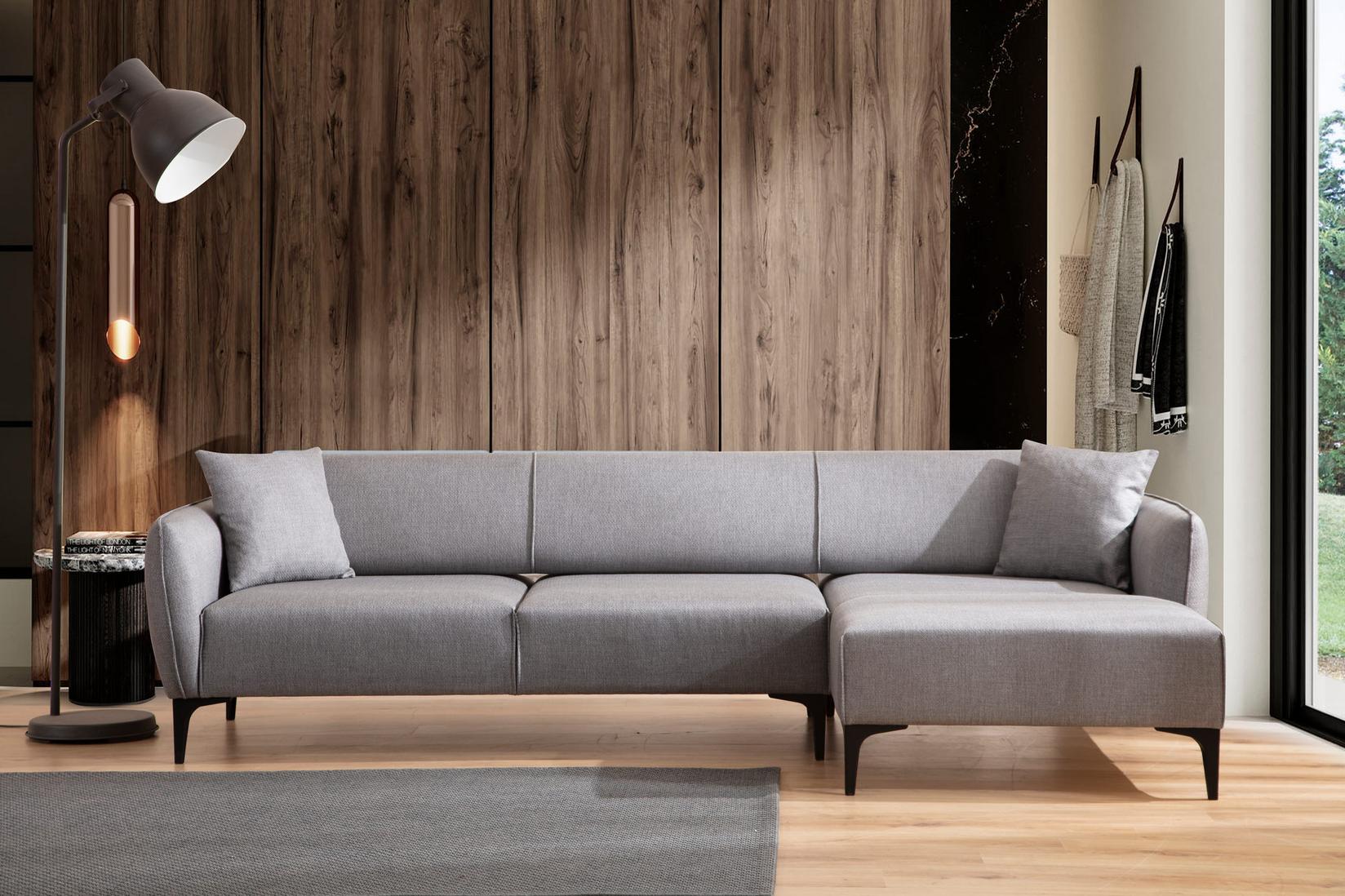 Atelier del Sofa Ugaona garnitura Belissimo 95x67x270cm Siva