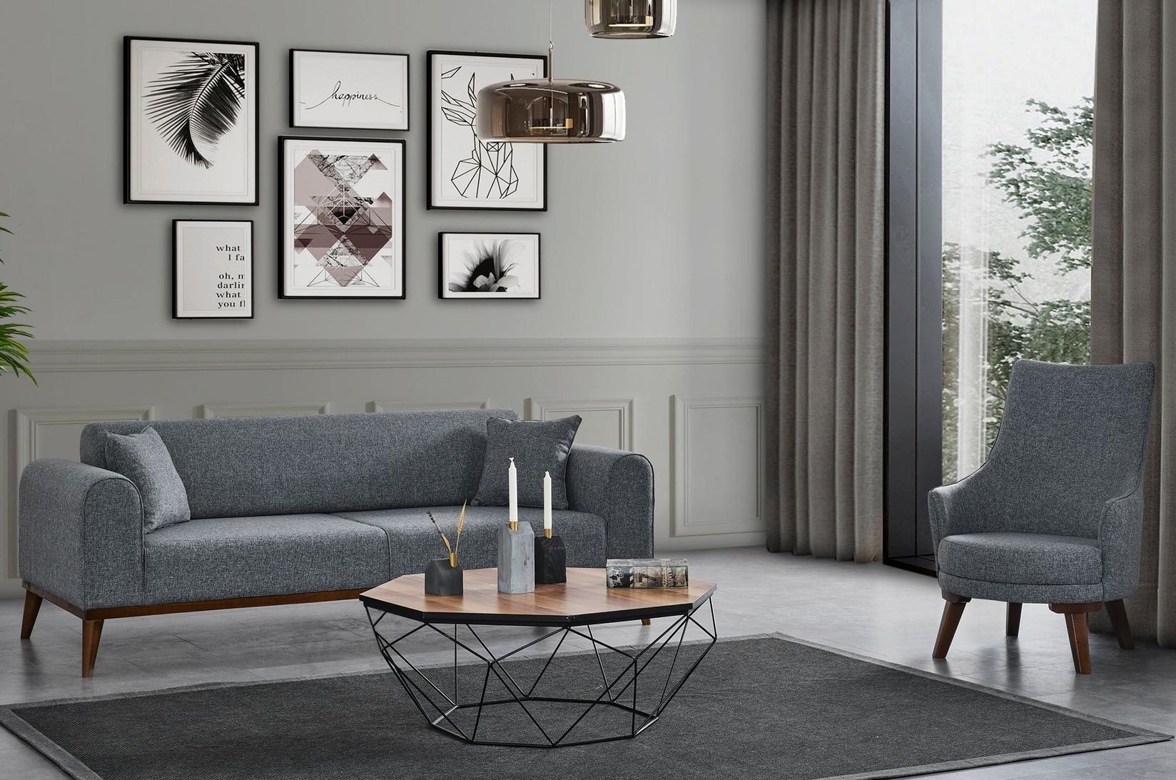 Atelier del Sofa Trosed na razvlačenje Cofi 90x80x222cm Svetlosivi