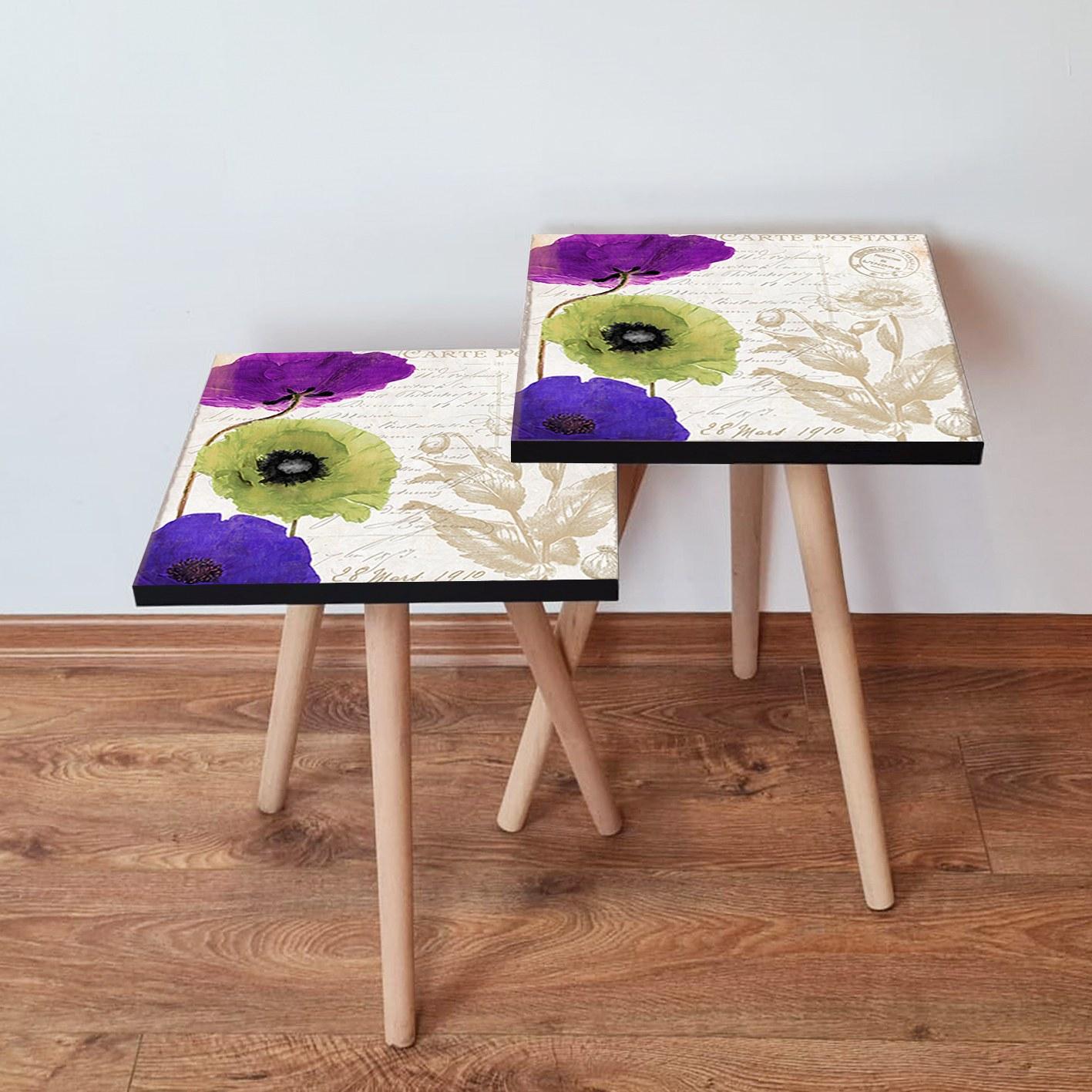 Hanah Home Set klub stolova, 2 komada Šareni