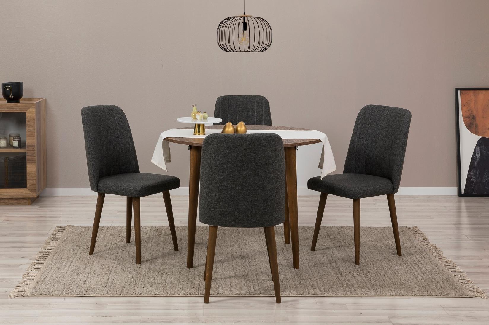 Hanah Home Set trpezarijski sto, 2 trpezarijske stolice i 2 klupe Vina 1053 Orah