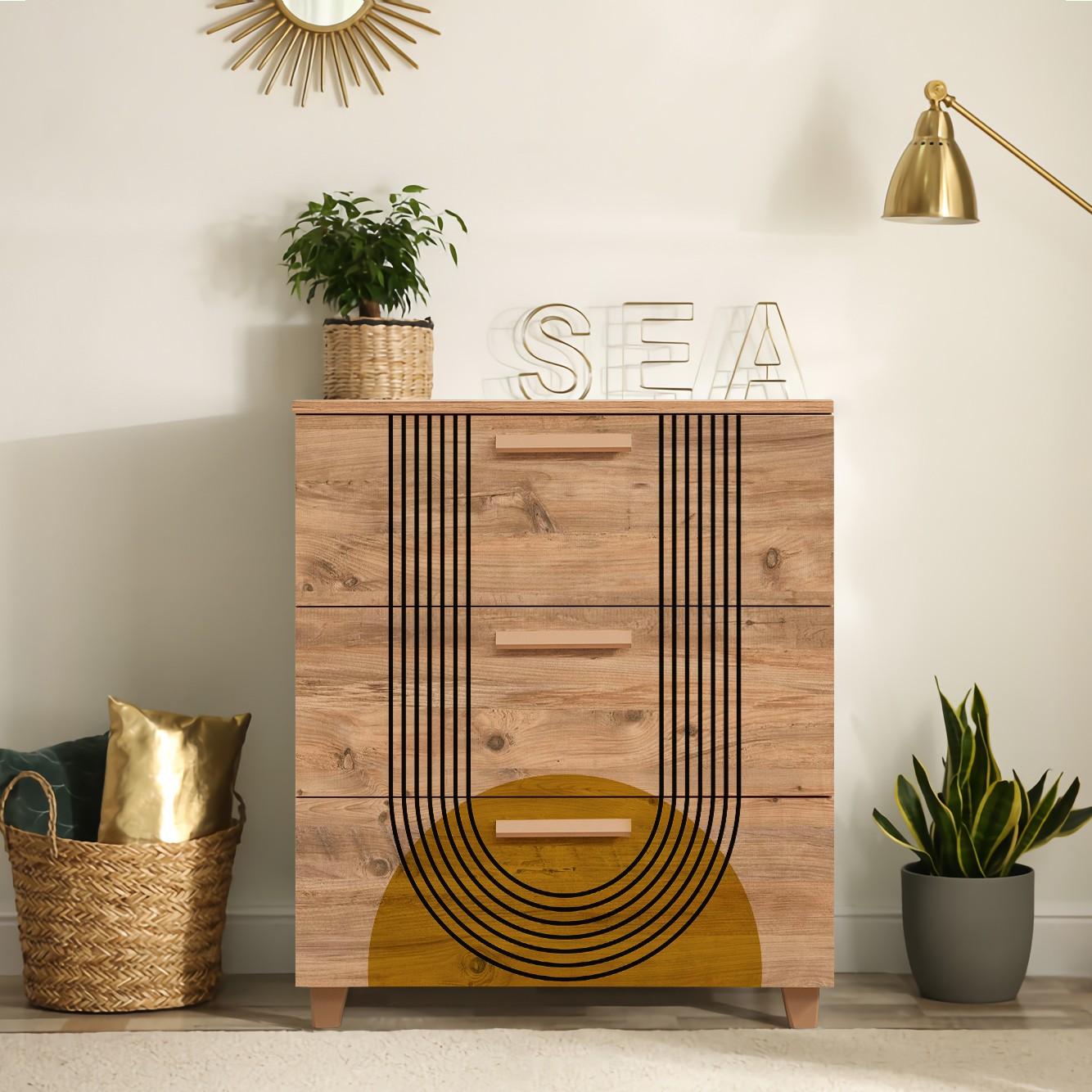 Hanah Home Komoda Leva Gravis Sun 80x95x43cm Bež