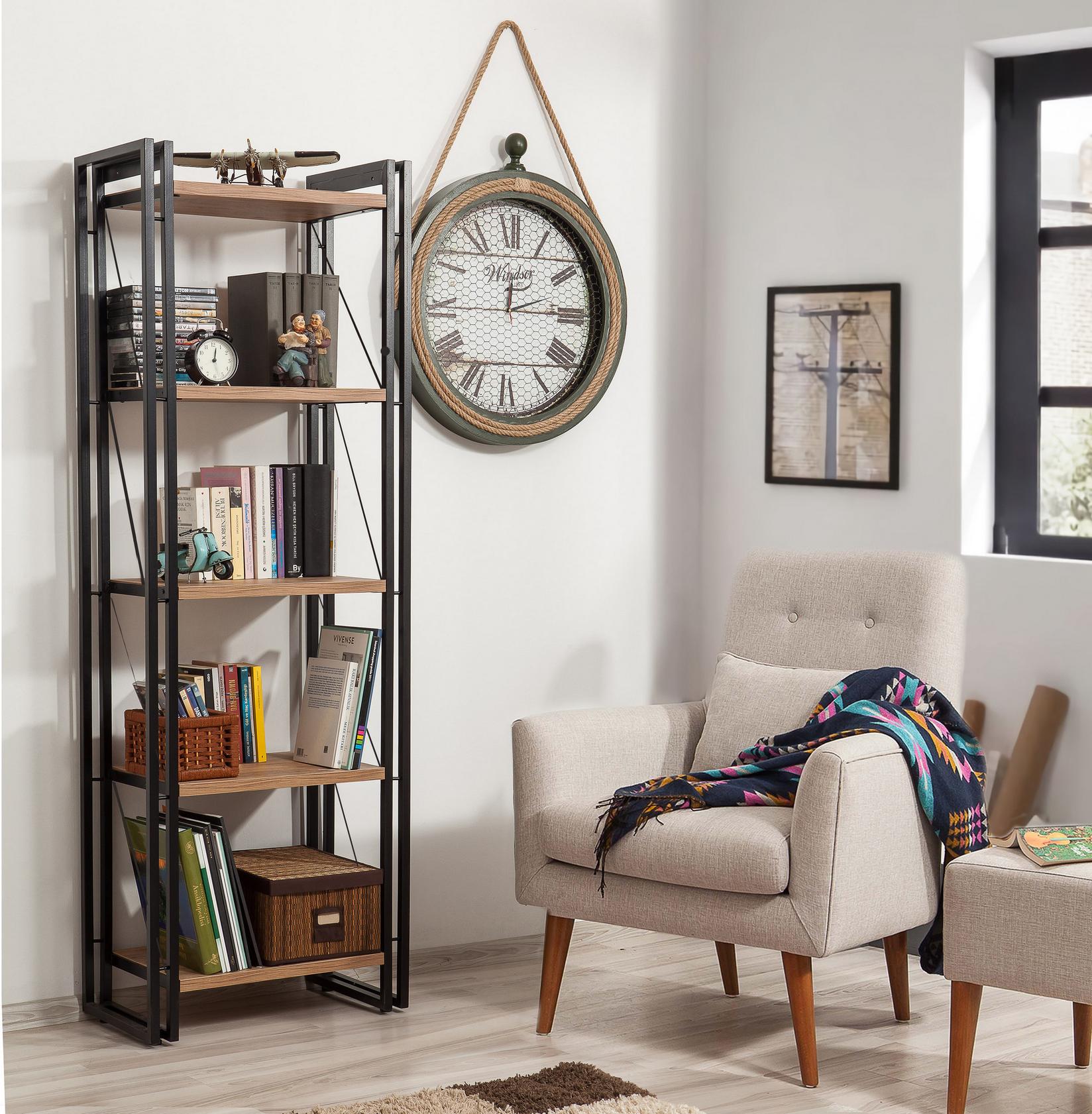 Hanah Home Polica 60x180x35cm Bež-Crna