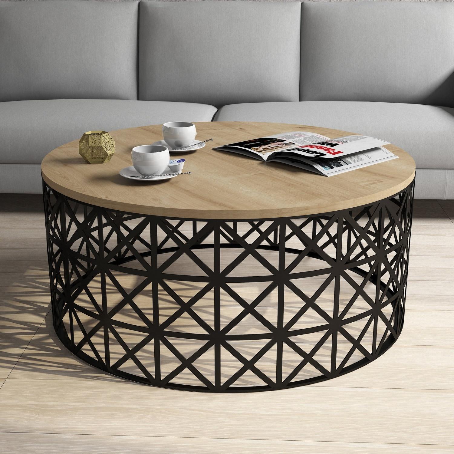 Hanah Home Klub sto 90x90x38cm Hrast-Crni