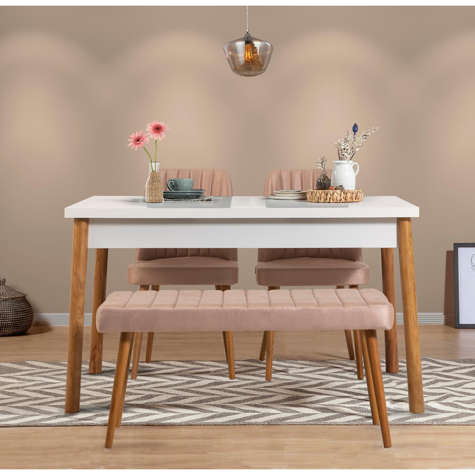 Hanah home Set trpezarijski sto, 2 trpezarijske stolice i klupa Costa Atlantic Šareni