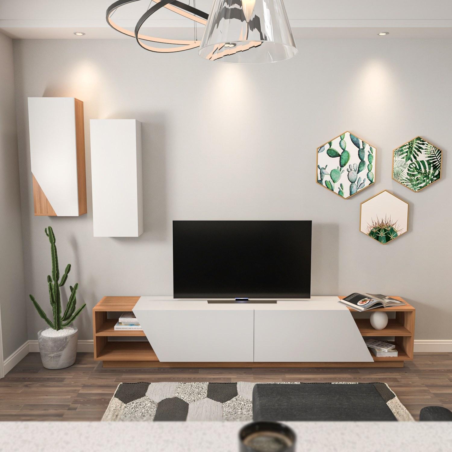 Hanah home TV Komoda Zebra Hrast-Bela