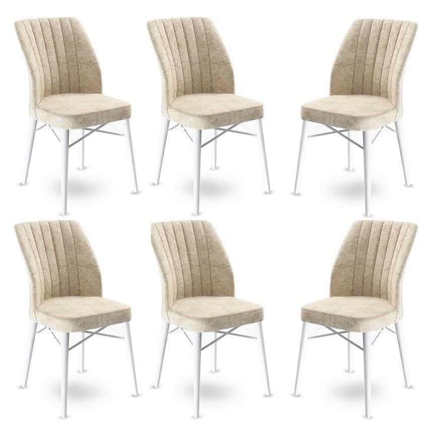 Hanah Home Set 6 trpezarijskih stolica Flex Krem-Beli