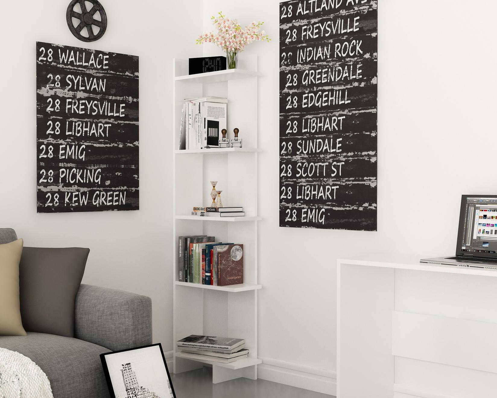 Hanah Home Polica 45x170x22cm Bela