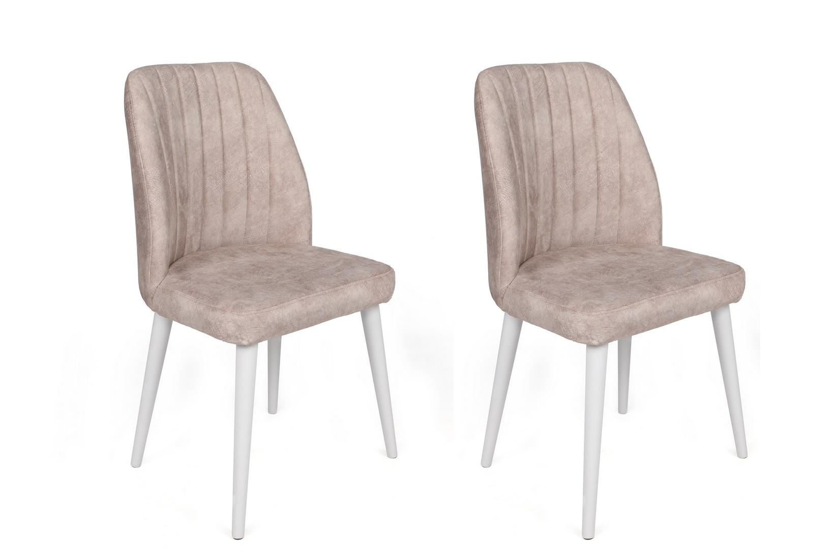 Hanah Home Set 2 trpezarijske stolice Krem-Beli