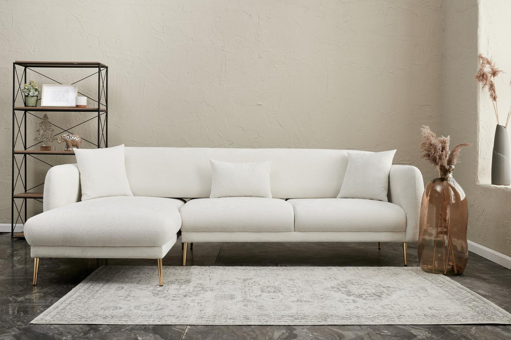 Atelier del Sofa Ugaona garnitura Simena 266x80x95cm Krem-Zlatna