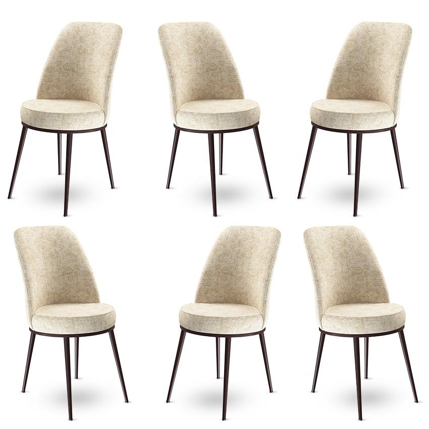 Hanah Home Set 6 trpezarijskih stolica Dexa Krem-Braon