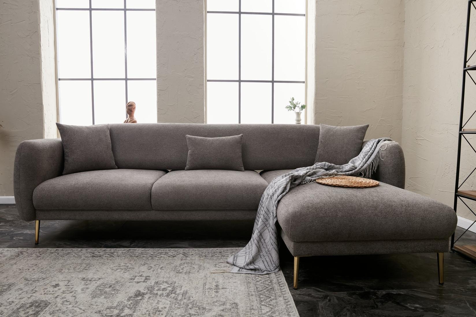 Atelier del Sofa Ugaona garnitura Simena 266x80x95cm Sivo-Zlatna