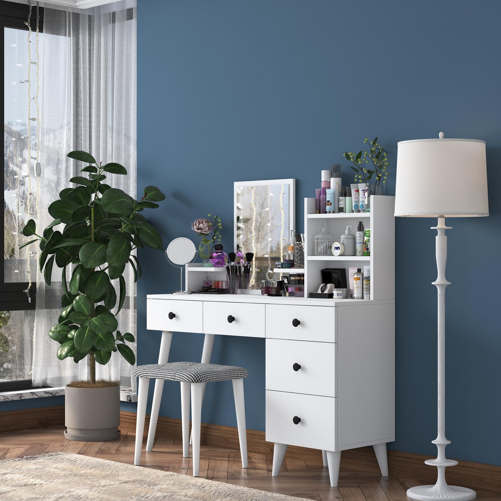 Hanah Home Sto za šminkanje 122x93,8x40cm Beli