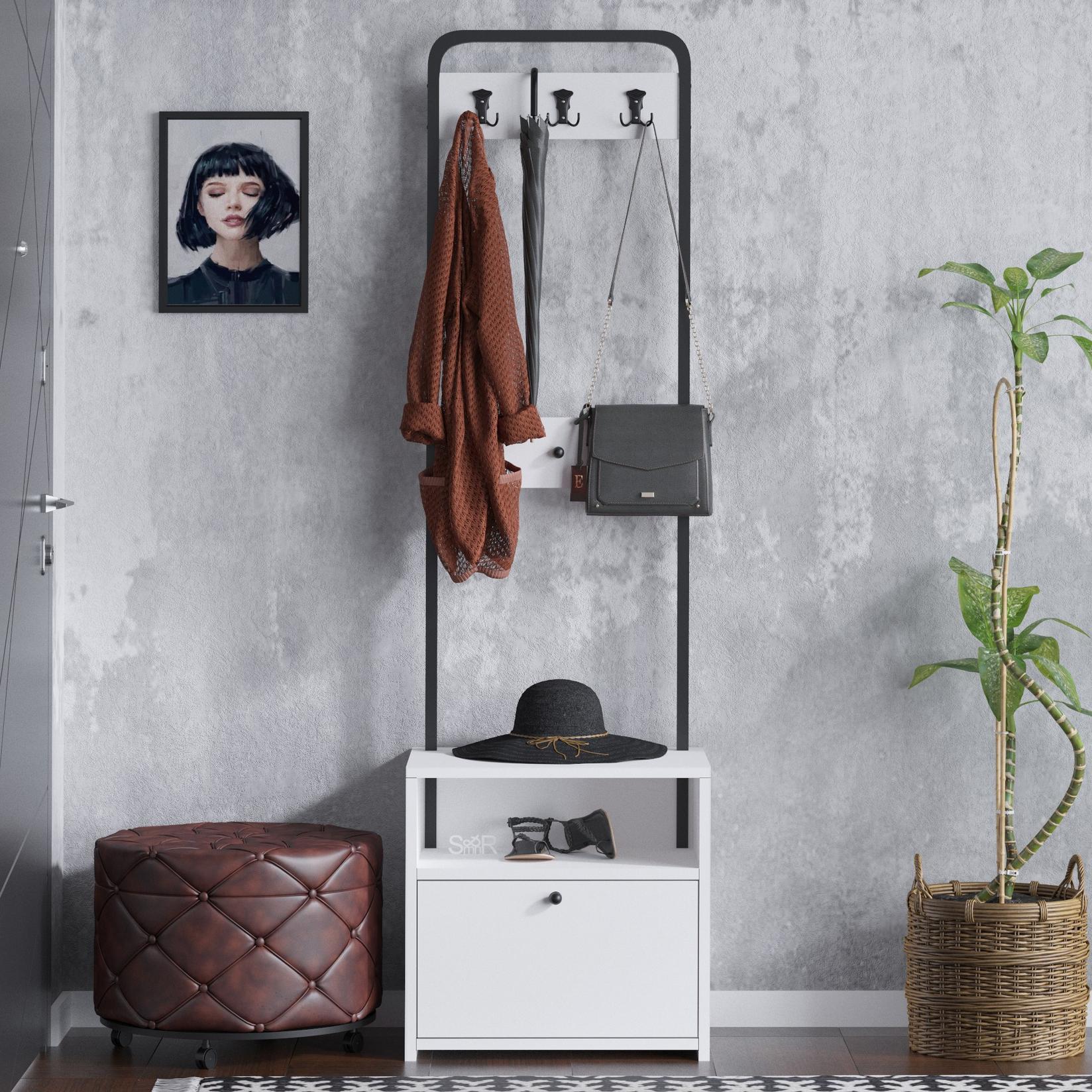 Hanah Home Cipelarnik 50x170x35cm Belo-Crni