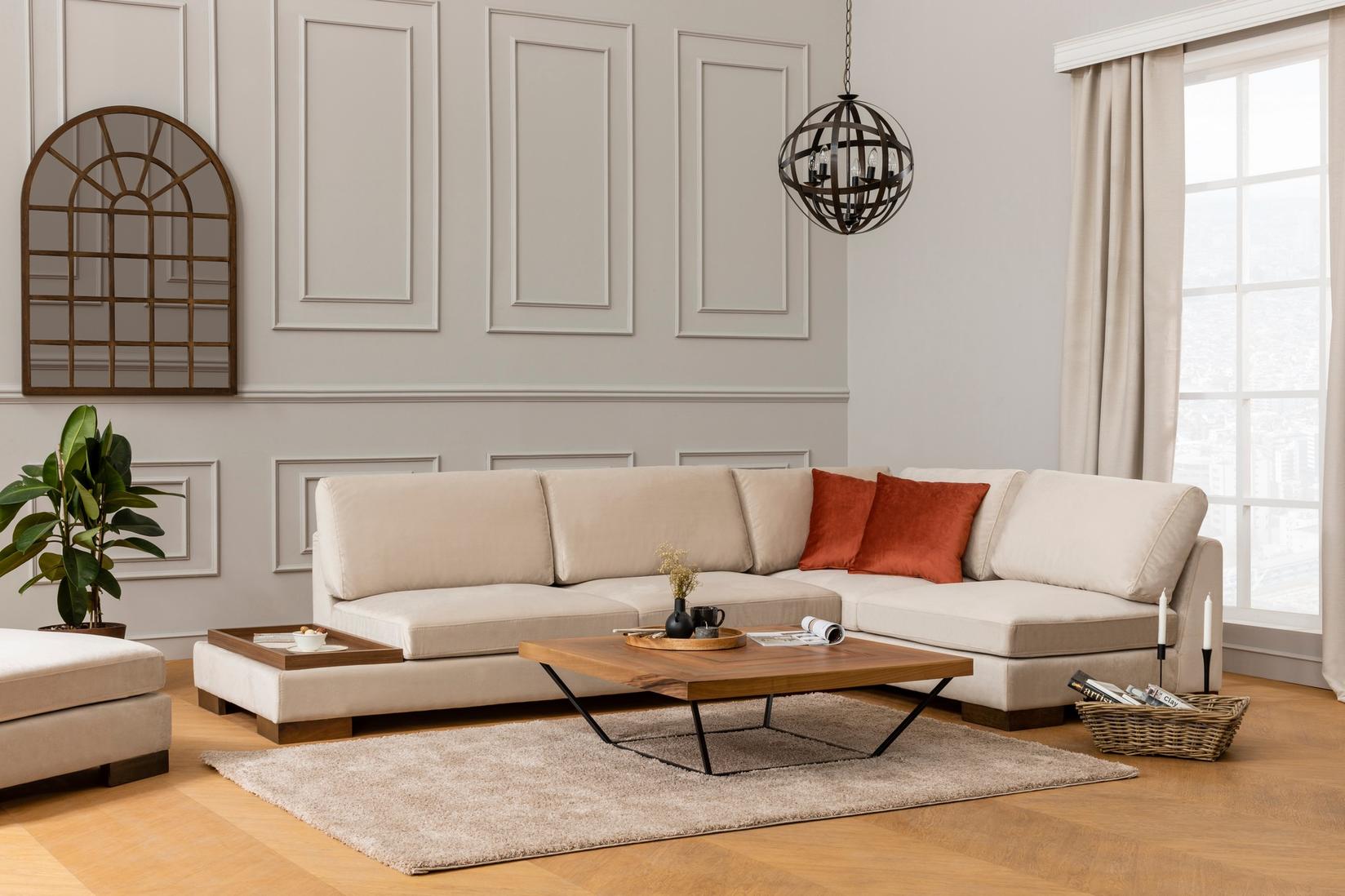 Atelier del Sofa Ugaona garnitura Tulip 97x80x313cm Bež