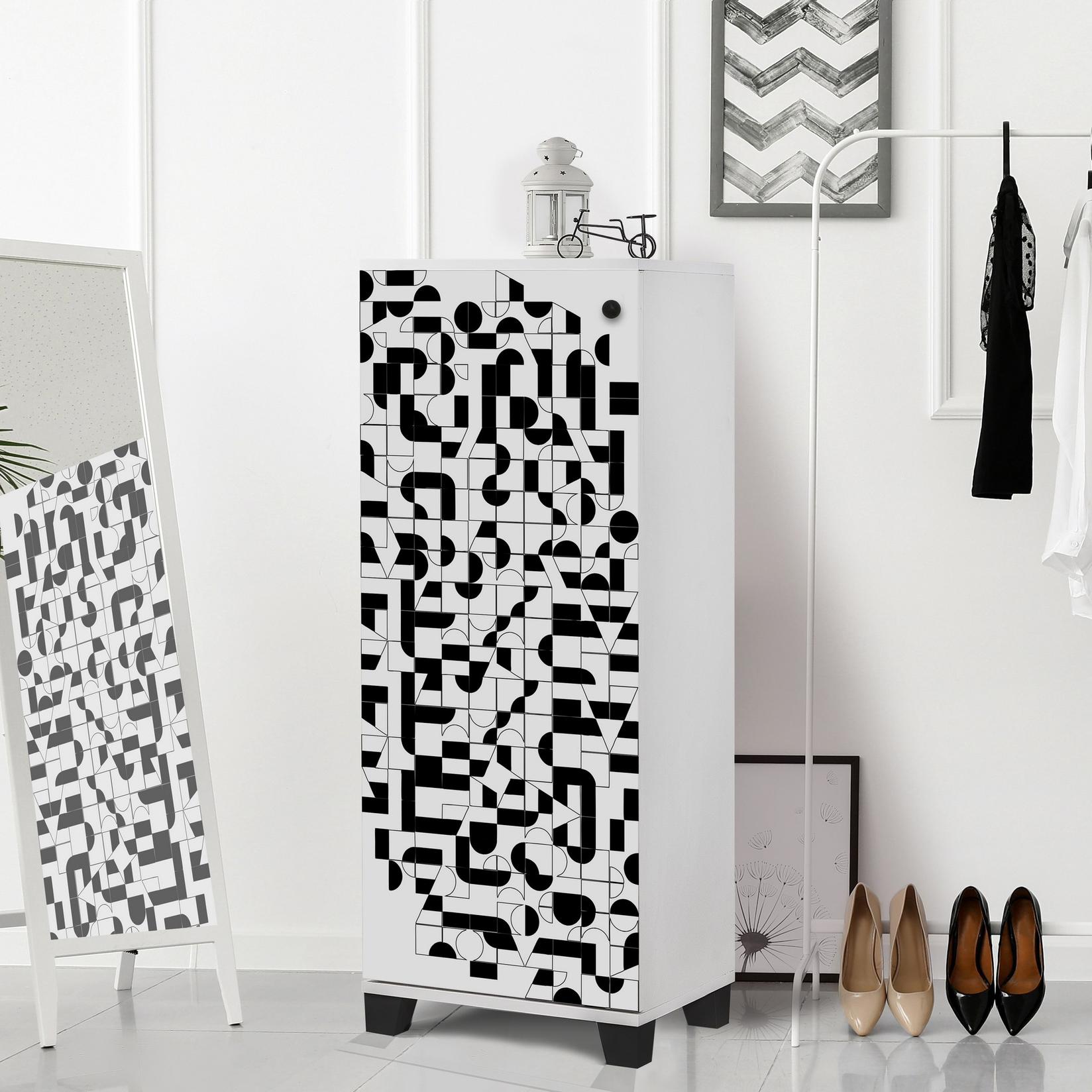 Hanah home Cipelarnik 50x127x38cm Belo-Crni