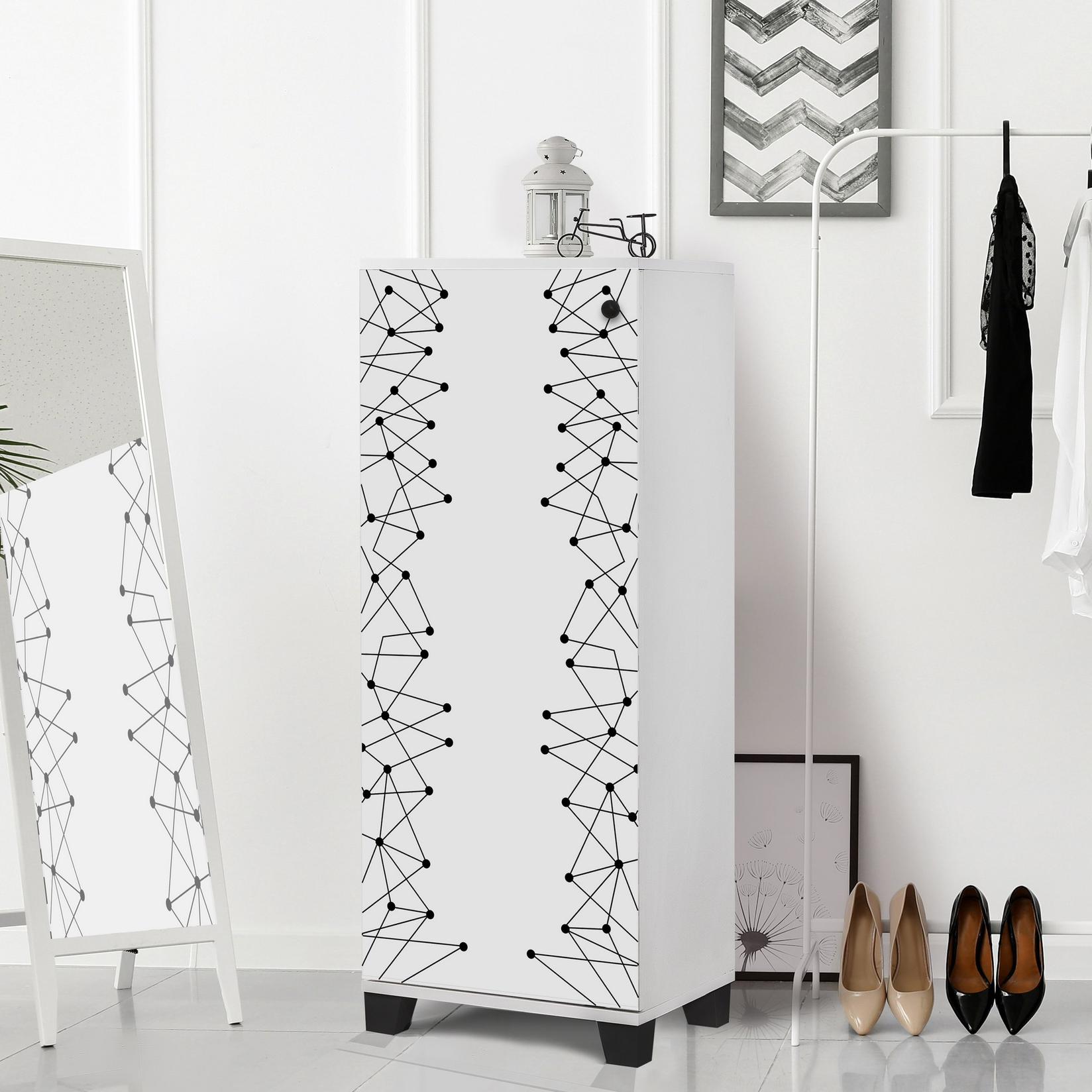 Hanah home Cipelarnik 50x127x38cm Belo-Crni