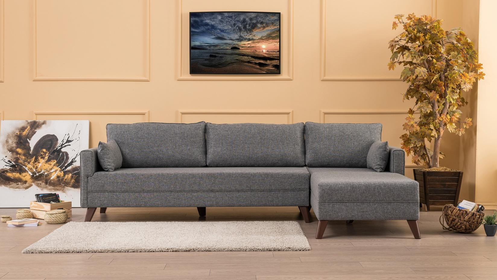 Atelier del Sofa Ugaona garnitura Bella 275x85x165cm Siva