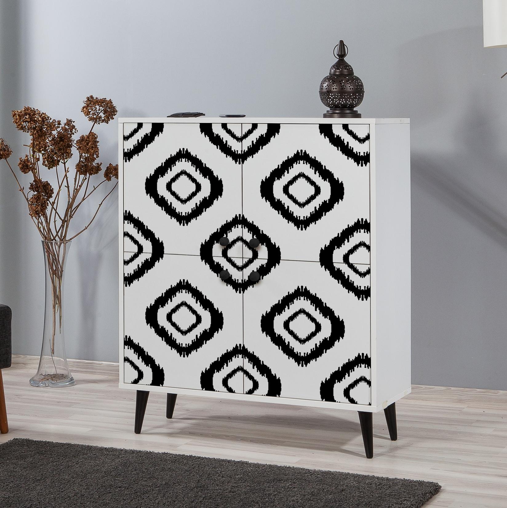 Hanah Home Komoda Multilux Fas 95x111x36cm Belo-Crna