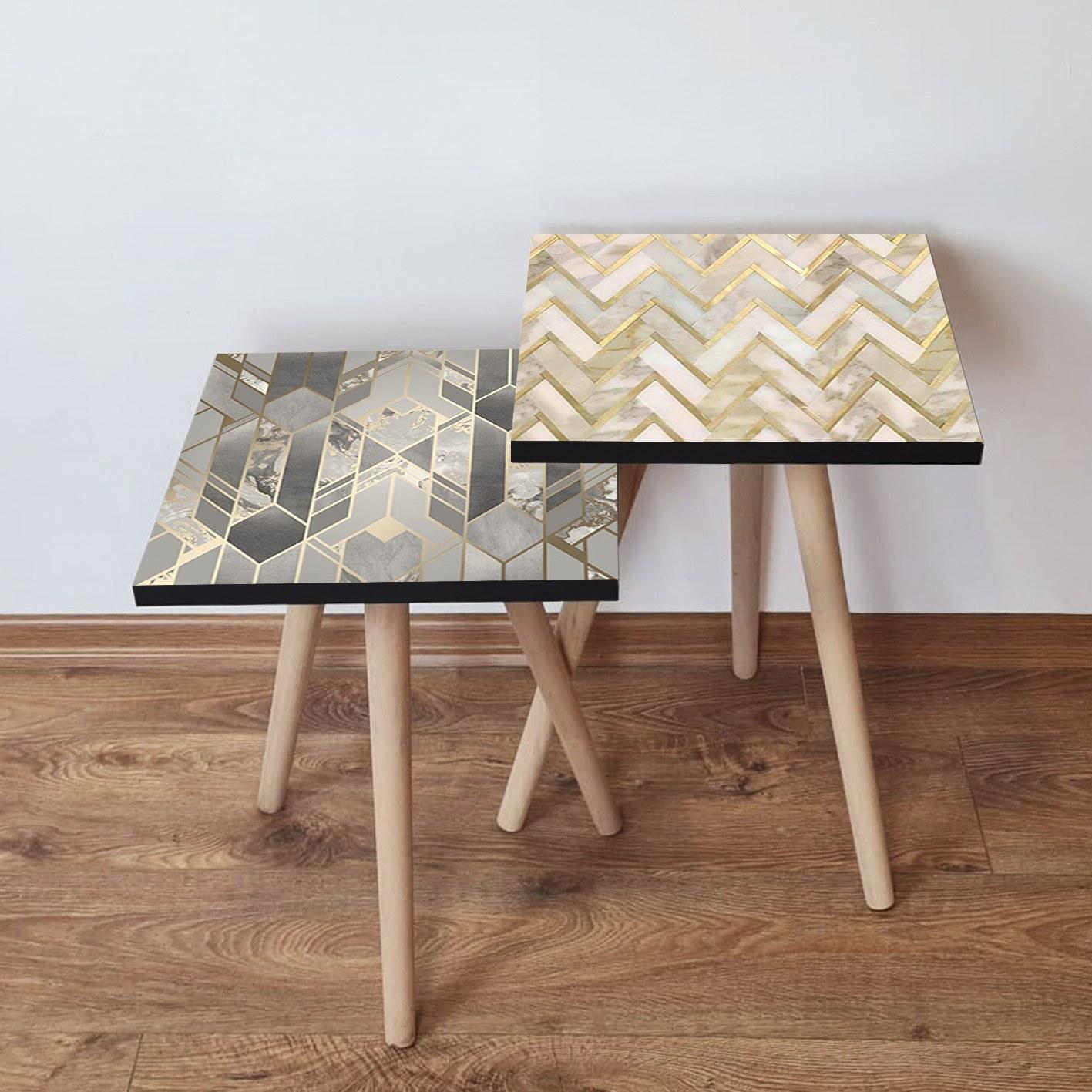 Hanah Home Set klub stolova, 2 komada Šareni