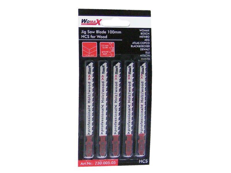 Womax Set listova testere za ubodne testere za drvo, 100 mm, 5 komada