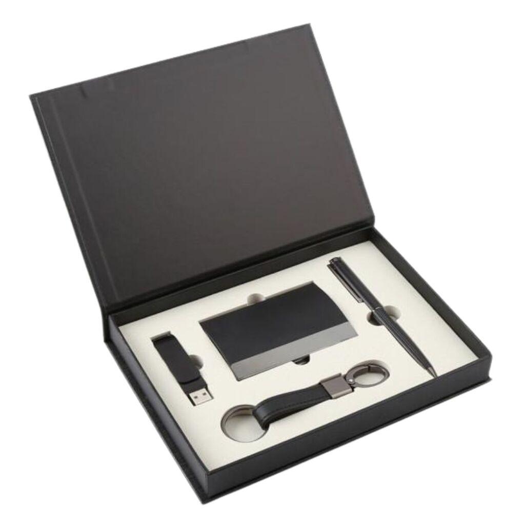 Poklon set za pisanje Kimano hemijska olovka, privezak, futrola za kartice i flash memorija