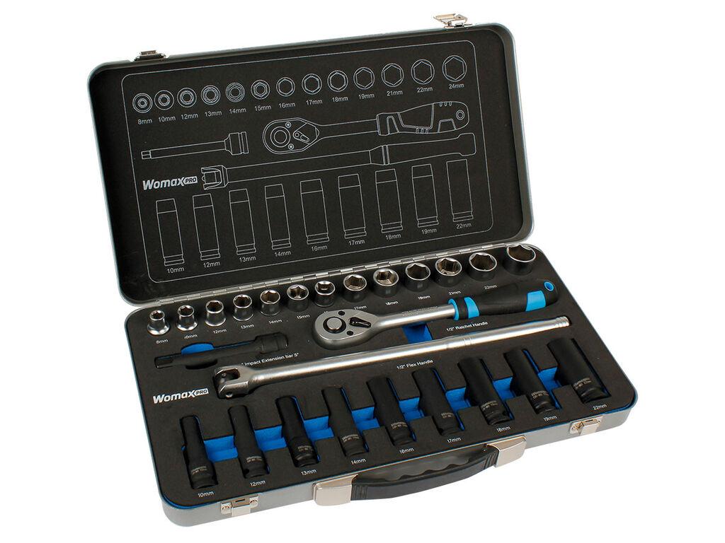 Womax Pro Set nasadnih ključeva, 1/2", 25 komada