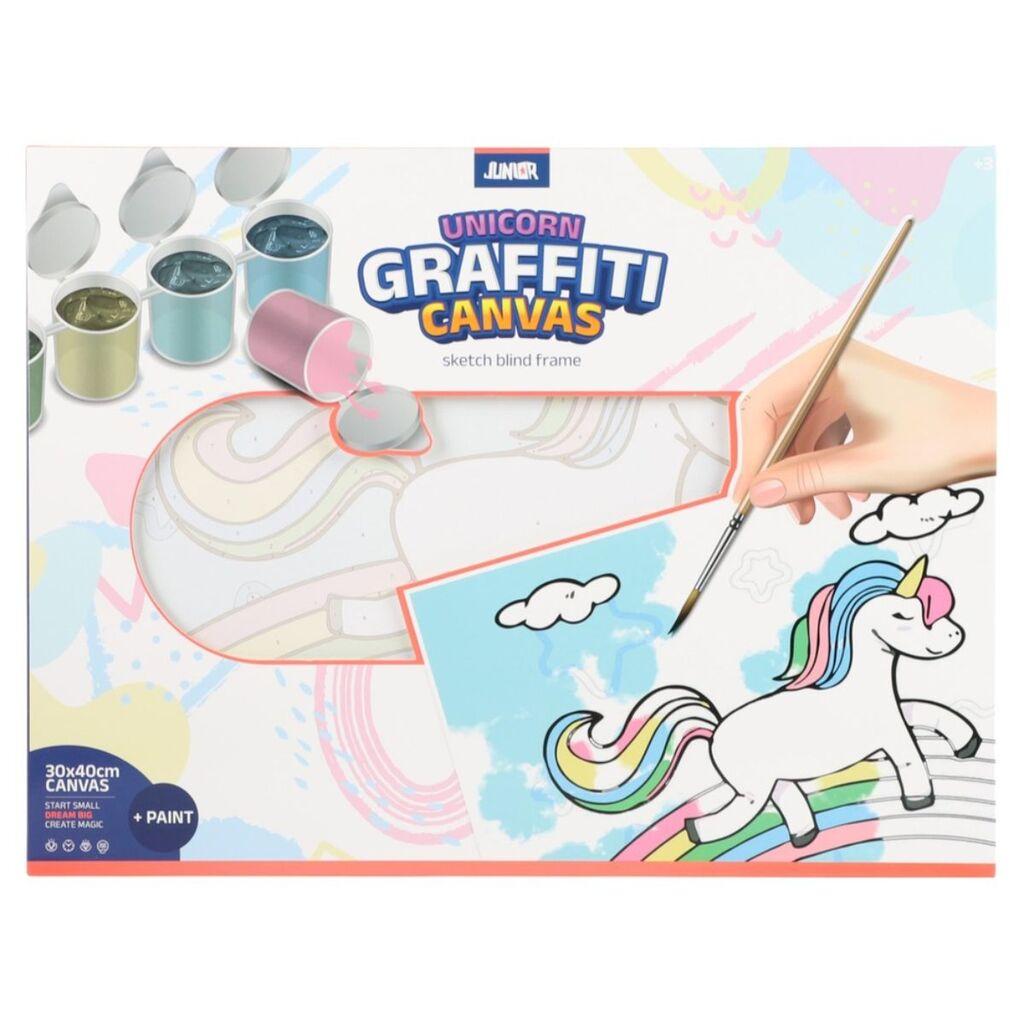 Kreativni set Oboj po projevima Graffitti Jednorog 30x40