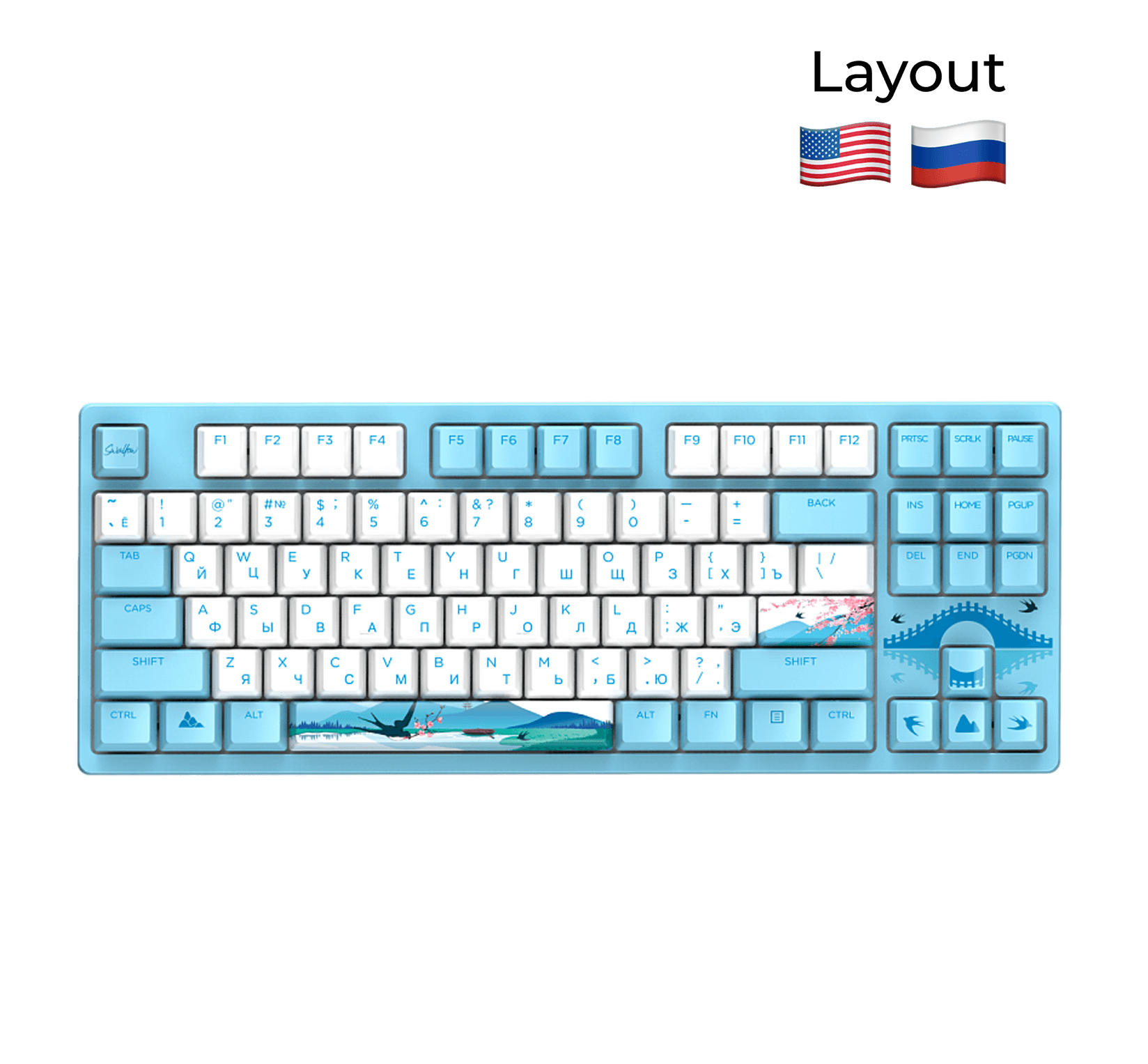 DAREU Gaming tastatura A87L TKL SWALLOW, Plavo-bela