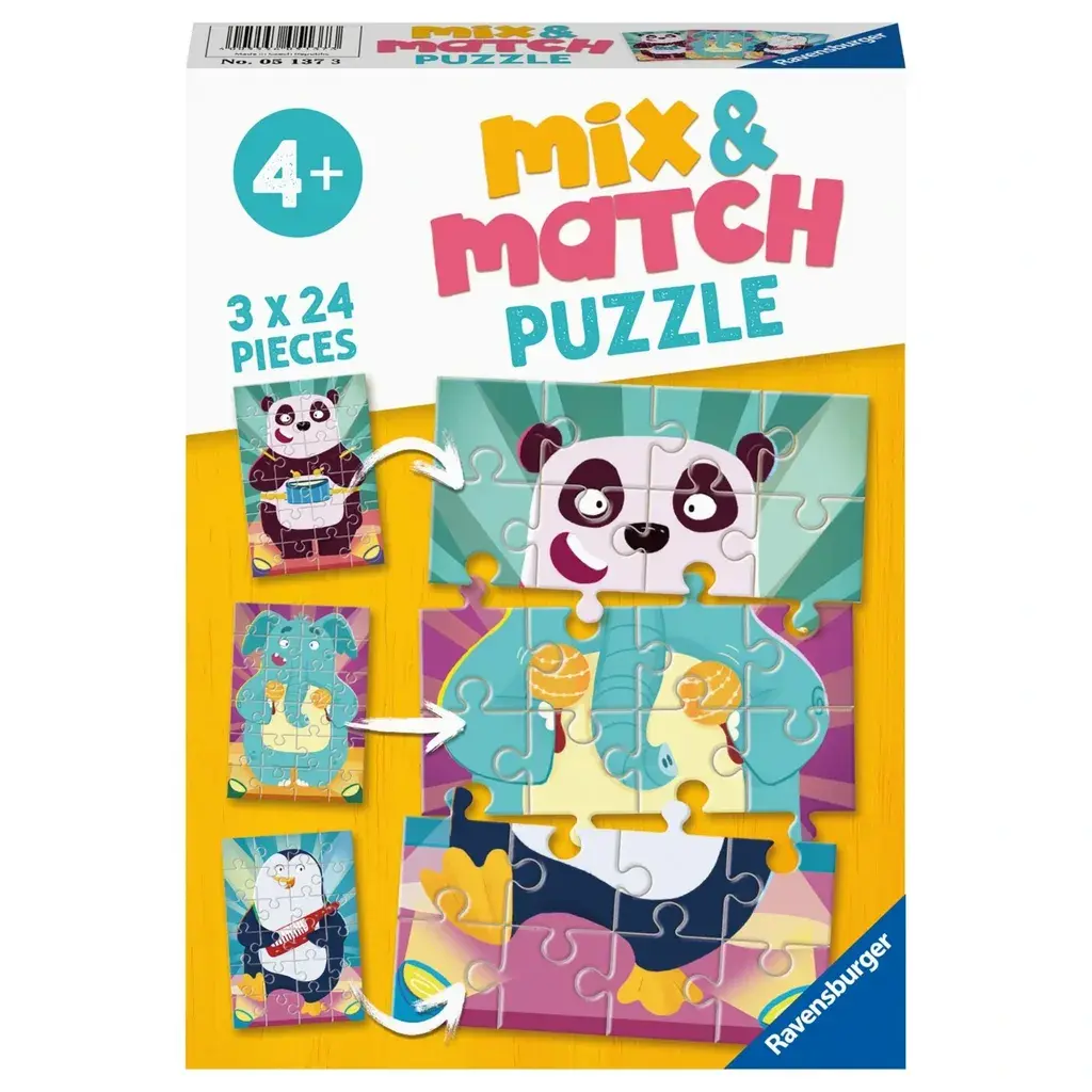 Ravensburger Slagalica Mix & Match Smešne životinje, 3x24 dela
