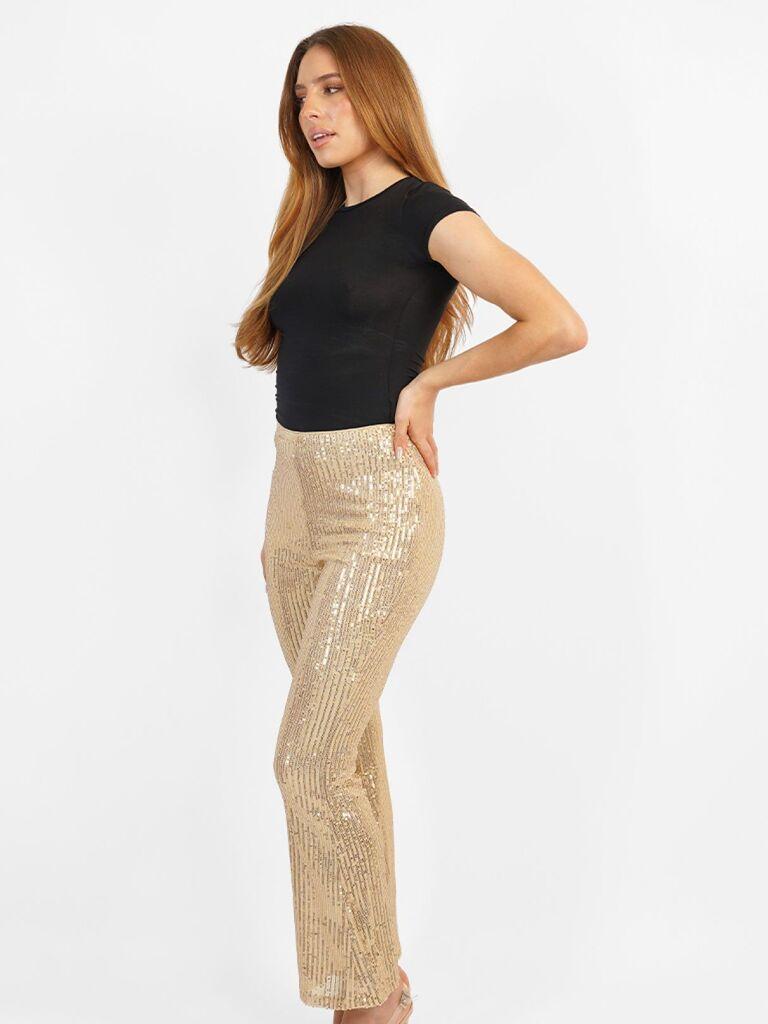 Jaded Rose Ženske pantalone Nas, Zlatne boje