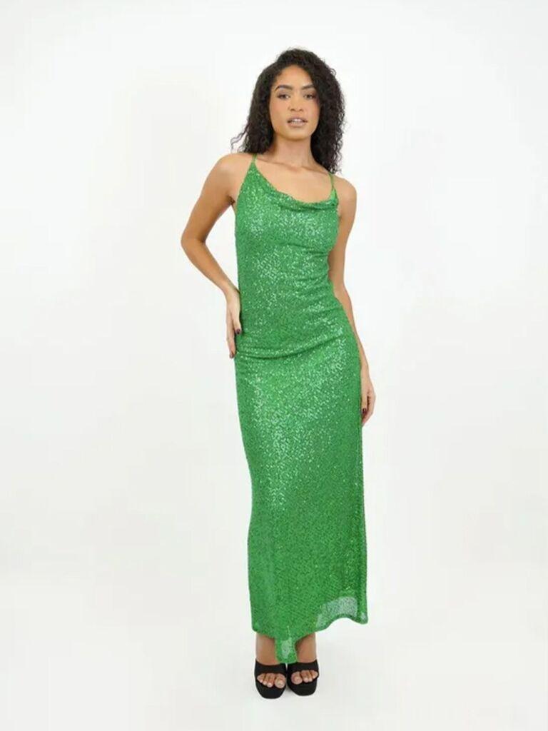 Jaded Rose Ženska haljina Boa, Zelena