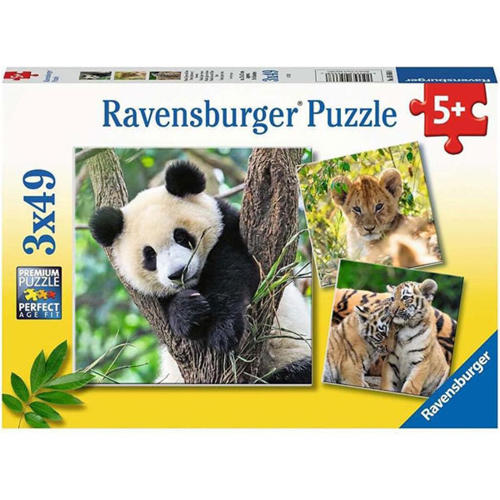 Ravensburger Slagalica Panda, tigar, lav, 3x49 delova